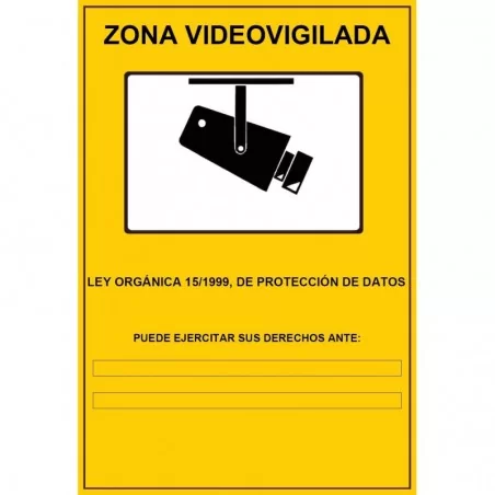 Cartel Pegatina Vinilo Zona Videovigilada 14x20cm