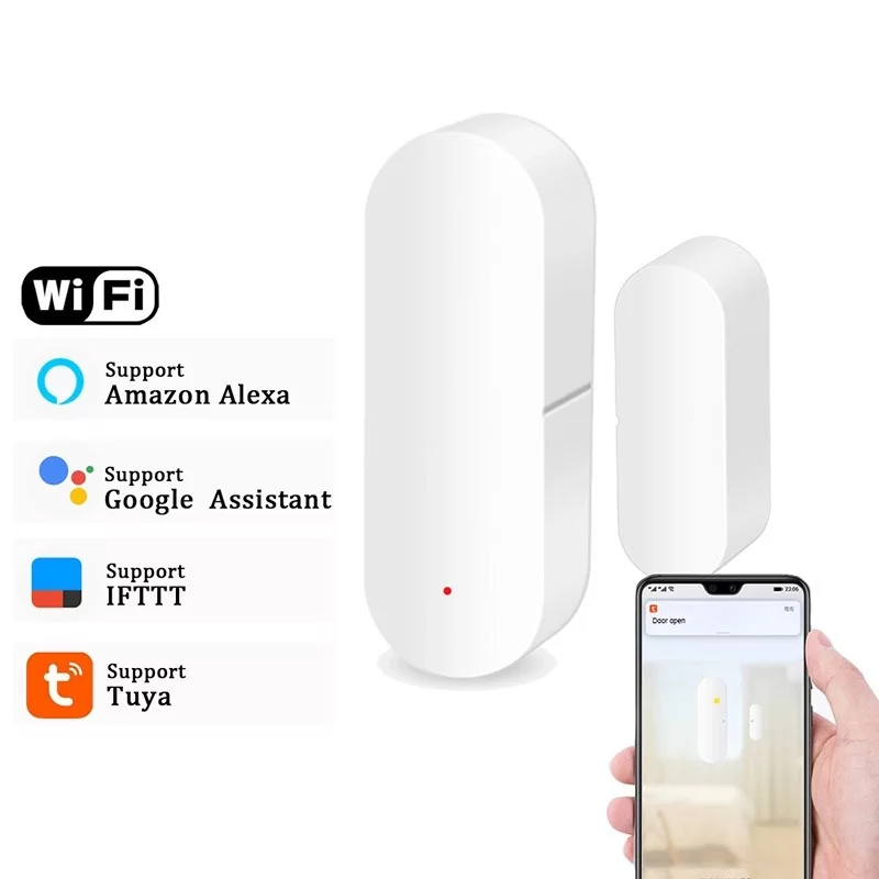 Sensor de puerta WiFi Tuya, sensor inteligente de ventana de puerta, alarma  inteligente en tiempo real compatible con Alexa Google Assistant, sensor